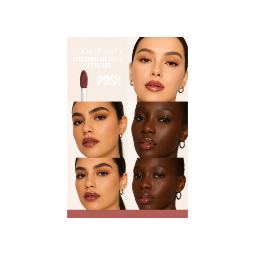 Collage of a woman applying lipstick with text on a white background