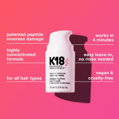 K18 Leave-In Molecular Repair Hair Mask, 15ml