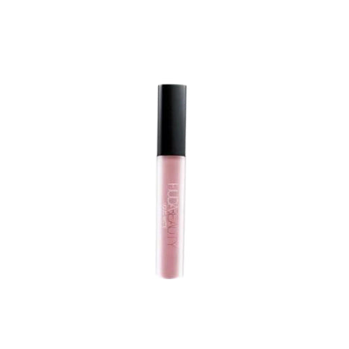 Lip gloss with black cap on a white background
